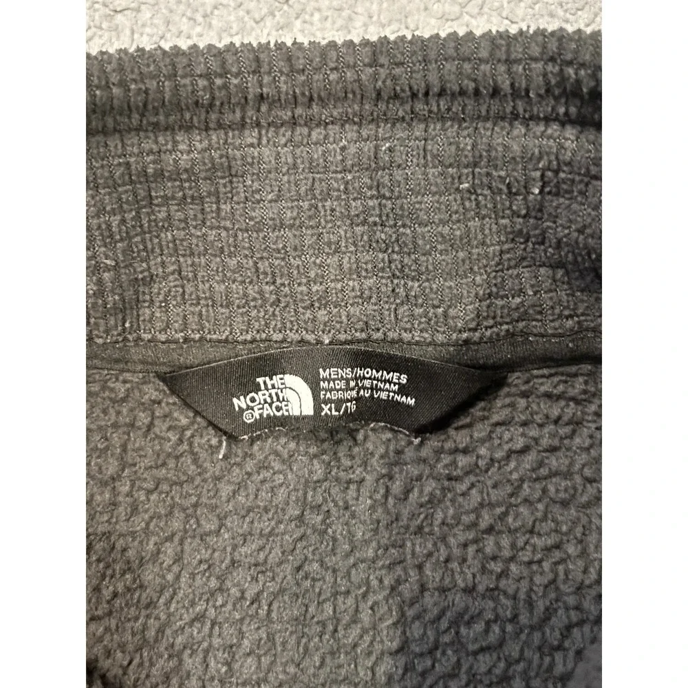 The North Face Mens XL Grid Fleece Quarter Zip Pullover Charcoal Grey Textured